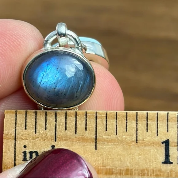 Multi Gemstone Bracelet Larimar Blue Labradorite Rainbow Moonstone Handmade 925 - Picture 9 of 9